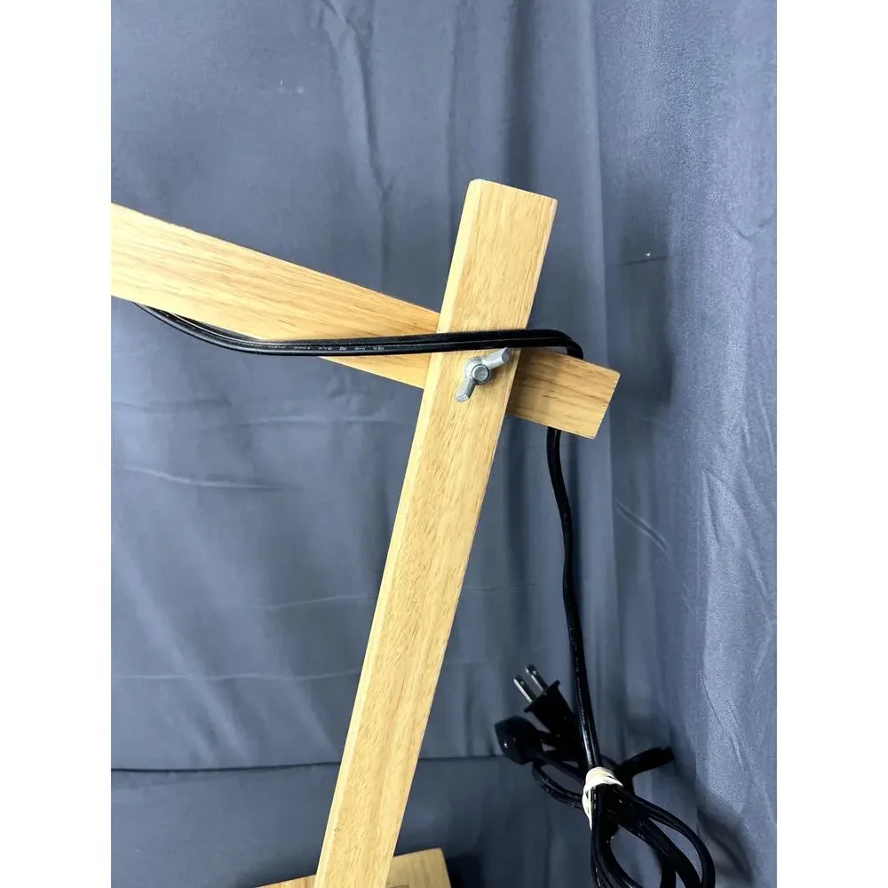 Modern Wood and Metal Geometric Lamp
